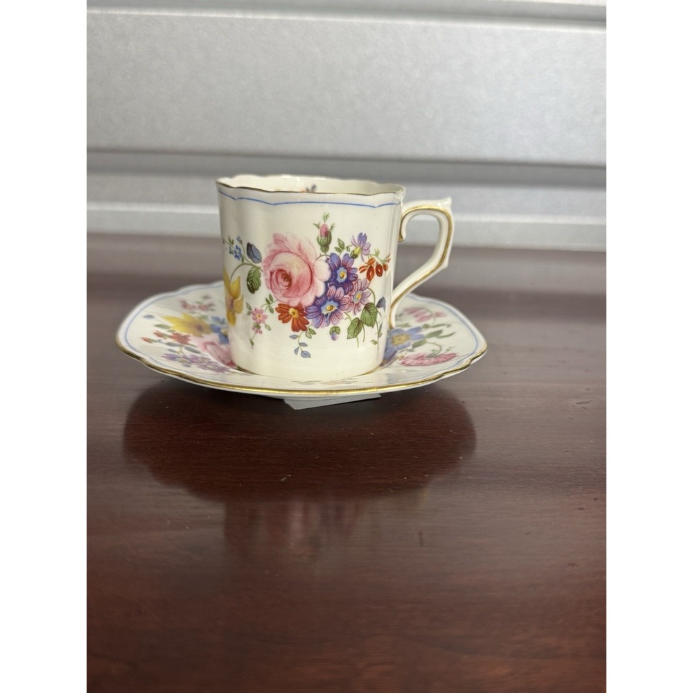 Royal Crown Derby demitasse cup and saucer "Derby Posies"‎ c. 1930-50